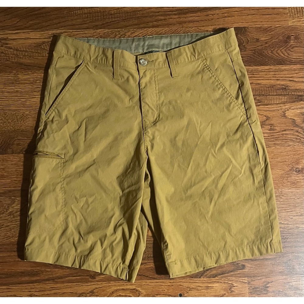 Eddie Bauer Mens Horizon Guide Chino Shorts 34 Tan Mustard Hiking Outdoor